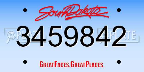 3459842 South Dakota License Plate
