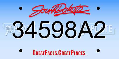34598A2 South Dakota License Plate