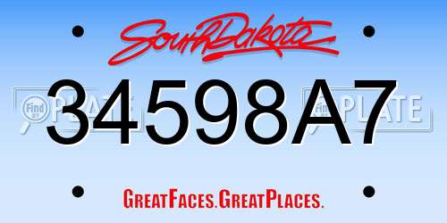 34598A7 South Dakota License Plate