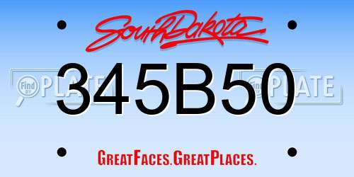 345B50 South Dakota License Plate
