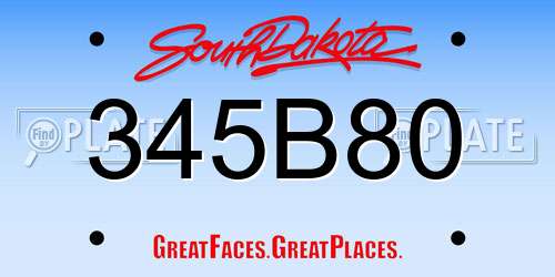 345B80 South Dakota License Plate