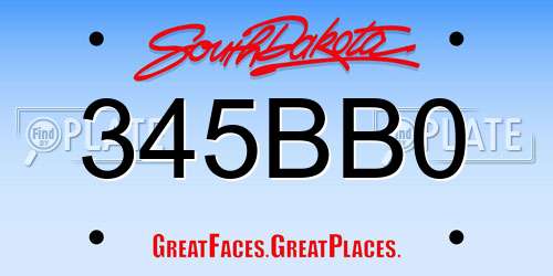 345BB0 South Dakota License Plate