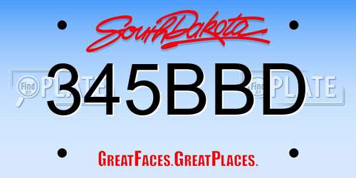345BBD South Dakota License Plate