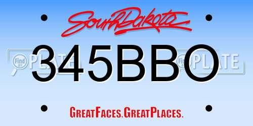 345BBO South Dakota License Plate