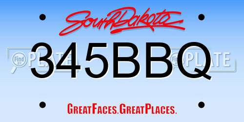 345BBQ South Dakota License Plate