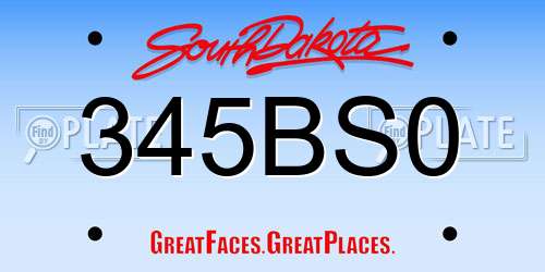 345BS0 South Dakota License Plate