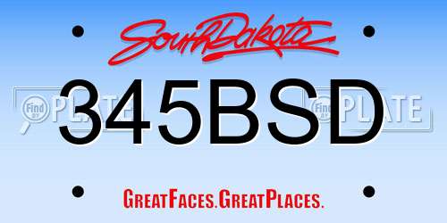 345BSD South Dakota License Plate