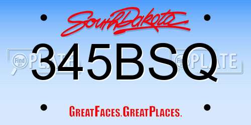 345BSQ South Dakota License Plate