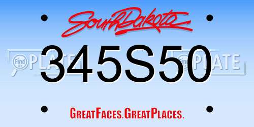 345S50 South Dakota License Plate