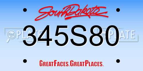 345S80 South Dakota License Plate