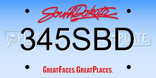 345SBD South Dakota License Plate