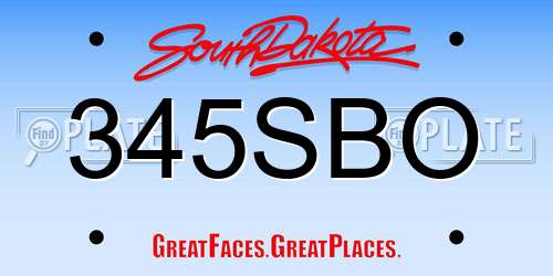 345SBO South Dakota License Plate