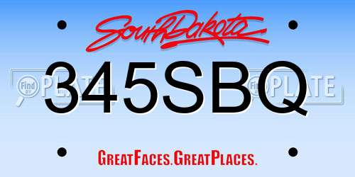 345SBQ South Dakota License Plate