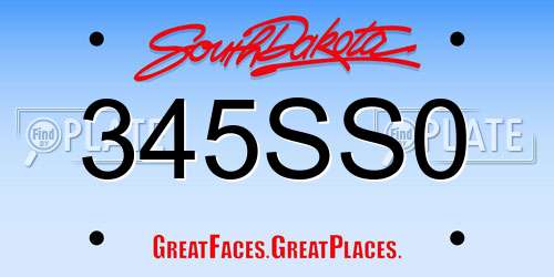 345SS0 South Dakota License Plate