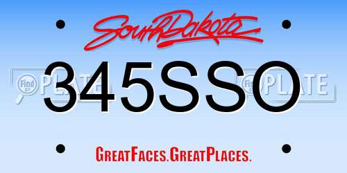 345SSO South Dakota License Plate