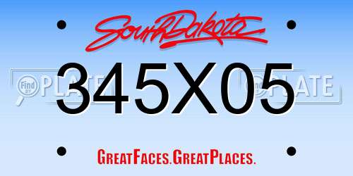 345X05 South Dakota License Plate
