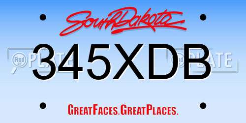 345XDB South Dakota License Plate