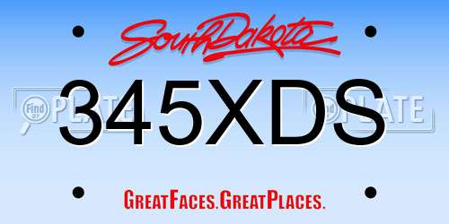 345XDS South Dakota License Plate