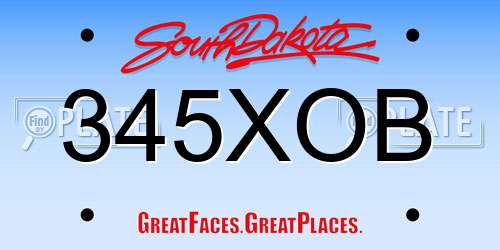 345XOB South Dakota License Plate
