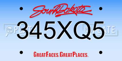 345XQ5 South Dakota License Plate