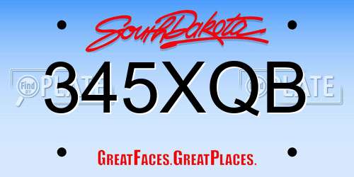 345XQB South Dakota License Plate
