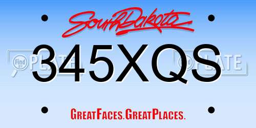 345XQS South Dakota License Plate
