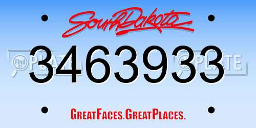 3463933 South Dakota License Plate