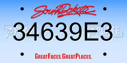 34639E3 South Dakota License Plate