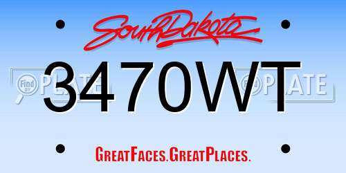 3470WT South Dakota License Plate