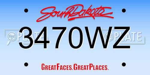 3470WZ South Dakota License Plate