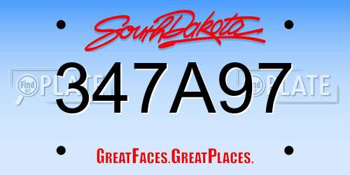 347A97 South Dakota License Plate