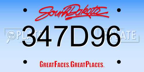 347D96 South Dakota License Plate