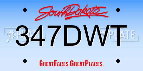 347DWT South Dakota License Plate