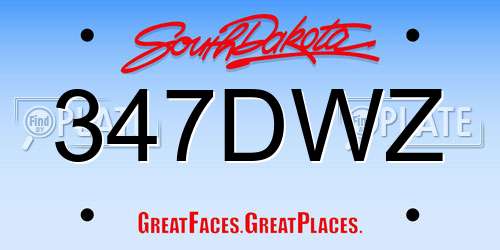 347DWZ South Dakota License Plate