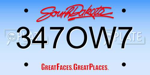 347OW7 South Dakota License Plate