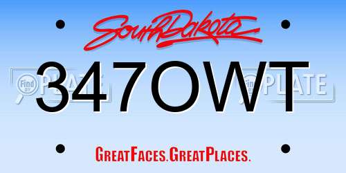 347OWT South Dakota License Plate