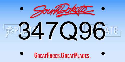347Q96 South Dakota License Plate