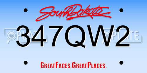 347QW2 South Dakota License Plate