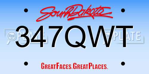 347QWT South Dakota License Plate