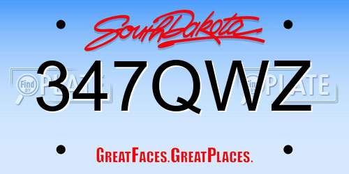 347QWZ South Dakota License Plate