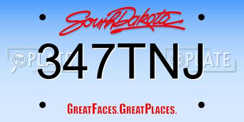 347TNJ South Dakota License Plate