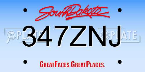 347ZNJ South Dakota License Plate