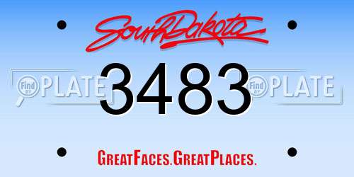 3483 South Dakota License Plate