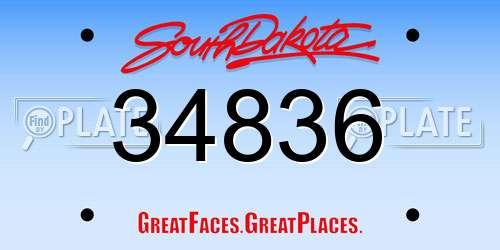 34836 South Dakota License Plate