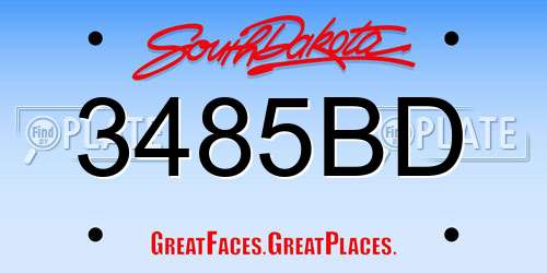 3485BD South Dakota License Plate