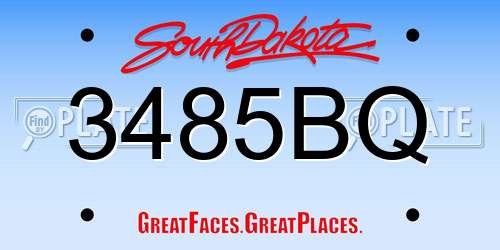 3485BQ South Dakota License Plate