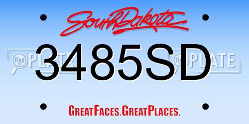 3485SD South Dakota License Plate