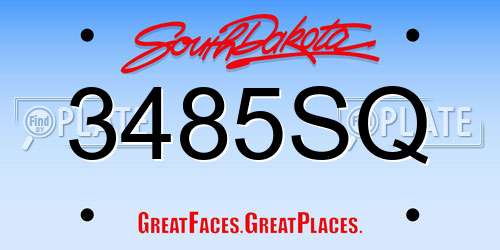3485SQ South Dakota License Plate