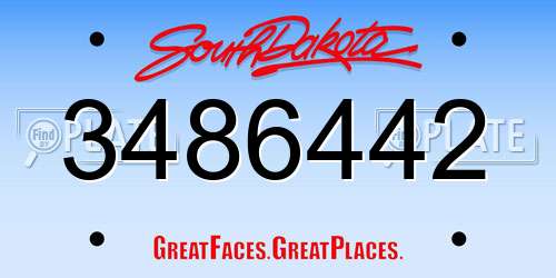 3486442 South Dakota License Plate