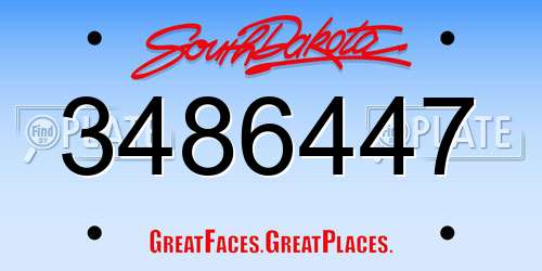 3486447 South Dakota License Plate